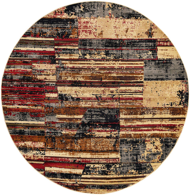 Multicolor 7' 10 x 7' 10 Saturn Round Area Rug Stain Resistant Easy Clean Classic Vintage Design Durable Carpet for Affordable Home Interiors for Sale at Rug Engine
