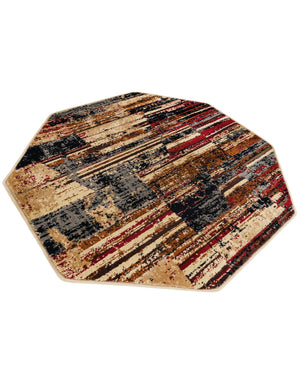 Multicolor 3' 1 x 3' 1 Saturn Octagon Area Rug Stain Resistant Easy Clean Classic Vintage Design Durable Carpet for Affordable Home Interiors for Sale at Rug Engine