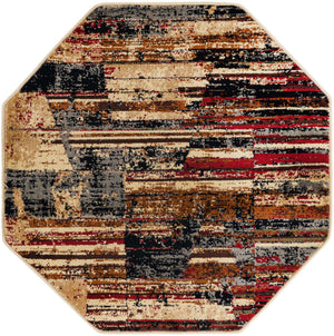 Multicolor 3' 1 x 3' 1 Saturn Octagon Area Rug Stain Resistant Easy Clean Classic Vintage Design Durable Carpet for Affordable Home Interiors for Sale at Rug Engine