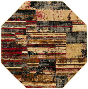 Multicolor 5' 3 x 5' 3 Saturn Octagon Area Rug Stain Resistant Easy Clean Classic Vintage Design Durable Carpet for Affordable Home Interiors for Sale at Rug Engine