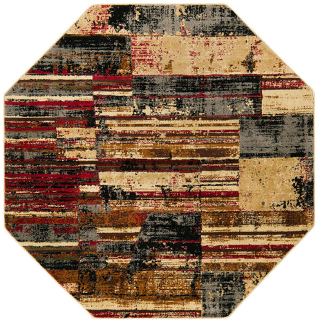 Multicolor 5' 3 x 5' 3 Saturn Octagon Area Rug Stain Resistant Easy Clean Classic Vintage Design Durable Carpet for Affordable Home Interiors for Sale at Rug Engine