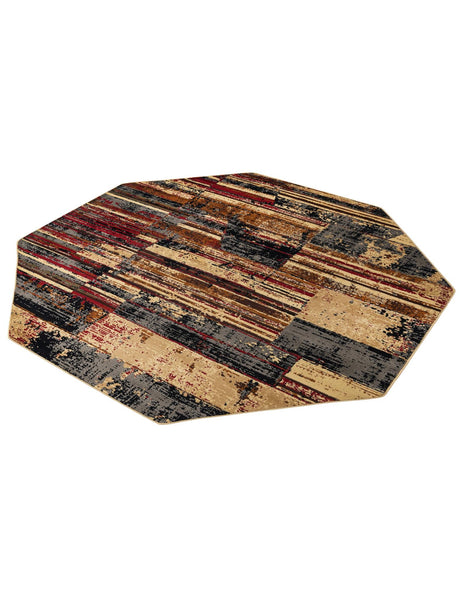 Multicolor 7' 10 x 7' 10 Saturn Octagon Area Rug Stain Resistant Easy Clean Classic Vintage Design Durable Carpet for Affordable Home Interiors for Sale at Rug Engine
