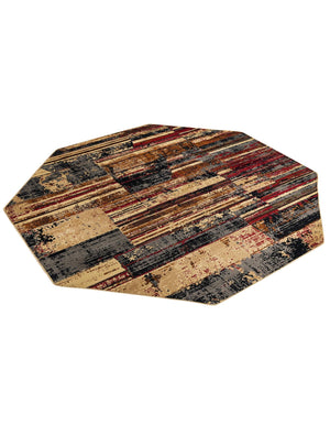 Multicolor 7' 10 x 7' 10 Saturn Octagon Area Rug Stain Resistant Easy Clean Classic Vintage Design Durable Carpet for Affordable Home Interiors for Sale at Rug Engine