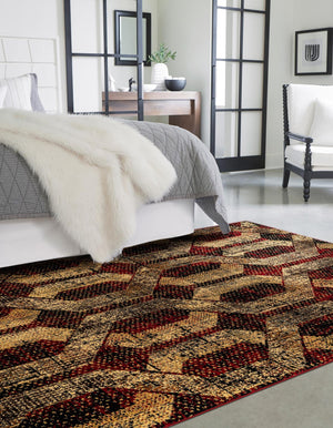 Burgundy 9' x 12' Saturn Rectangle Area Rug Stain Resistant Easy Clean Classic Vintage Design Durable Carpet for Affordable Home Interiors for Sale at Rug Engine