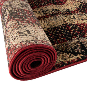 Burgundy 7' 10 x 7' 10 Saturn Round Area Rug Stain Resistant Easy Clean Classic Vintage Design Durable Carpet for Affordable Home Interiors for Sale at Rug Engine
