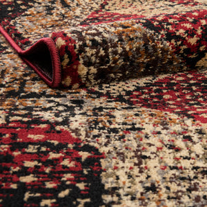Burgundy 8' x 8' Saturn Octagon Area Rug Stain Resistant Easy Clean Classic Vintage Design Durable Carpet for Affordable Home Interiors for Sale at Rug Engine