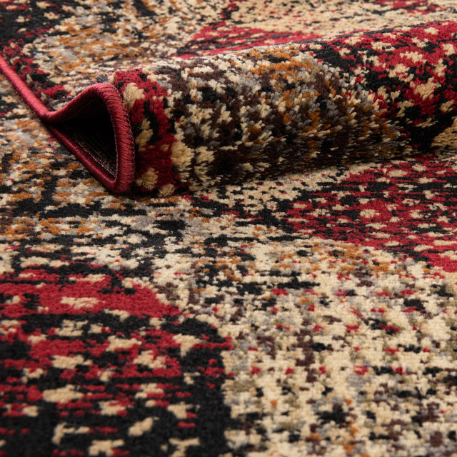 Burgundy 3' 3 x 3' 3 Saturn Octagon Area Rug Stain Resistant Easy Clean Classic Vintage Design Durable Carpet for Affordable Home Interiors for Sale at Rug Engine