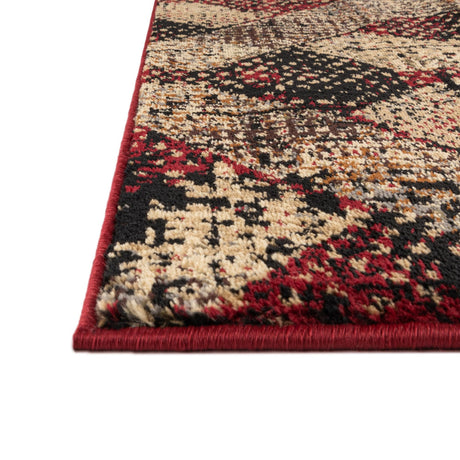 Burgundy 5' 3 x 5' 3 Saturn Octagon Area Rug Stain Resistant Easy Clean Classic Vintage Design Durable Carpet for Affordable Home Interiors for Sale at Rug Engine
