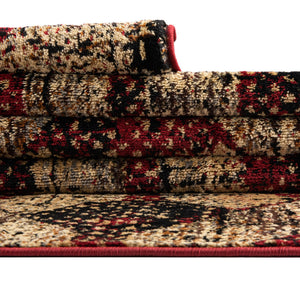 Burgundy 8' x 8' Saturn Octagon Area Rug Stain Resistant Easy Clean Classic Vintage Design Durable Carpet for Affordable Home Interiors for Sale at Rug Engine