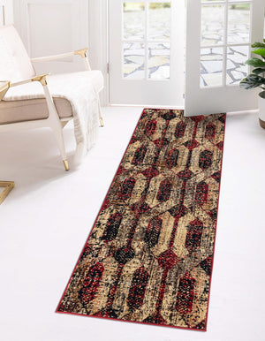 Burgundy 2' 2 x 5' Saturn Runner Area Rug Stain Resistant Easy Clean Classic Vintage Design Durable Carpet for Affordable Home Interiors for Sale at Rug Engine