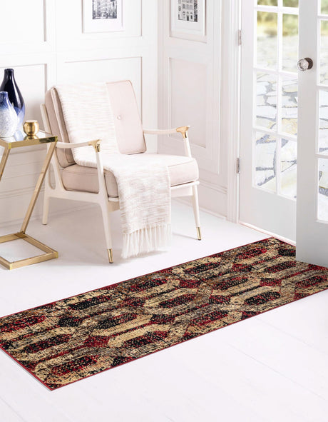 Burgundy 2' 7 x 14' Saturn Runner Area Rug Stain Resistant Easy Clean Classic Vintage Design Durable Carpet for Affordable Home Interiors for Sale at Rug Engine