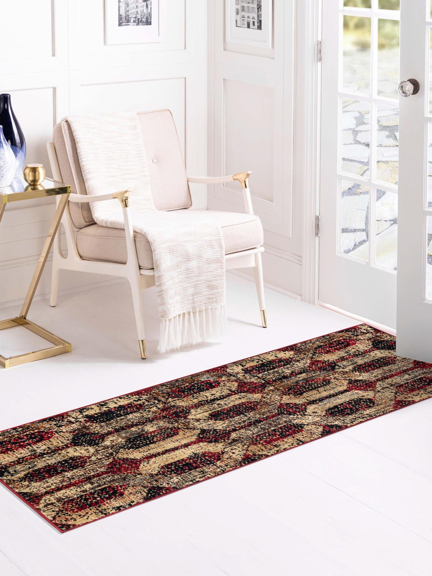 Burgundy 2' 2 x 9' Saturn Runner Area Rug Stain Resistant Easy Clean Classic Vintage Design Durable Carpet for Affordable Home Interiors for Sale at Rug Engine