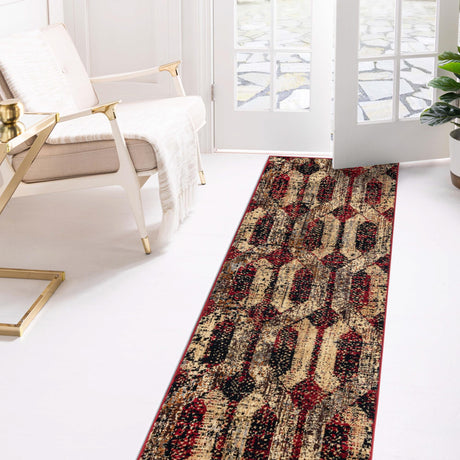 Burgundy 2' 7 x 14' Saturn Runner Area Rug Stain Resistant Easy Clean Classic Vintage Design Durable Carpet for Affordable Home Interiors for Sale at Rug Engine