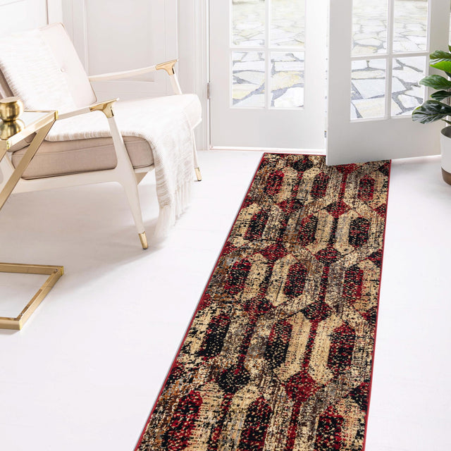 Burgundy 2' 2 x 5' Saturn Runner Area Rug Stain Resistant Easy Clean Classic Vintage Design Durable Carpet for Affordable Home Interiors for Sale at Rug Engine