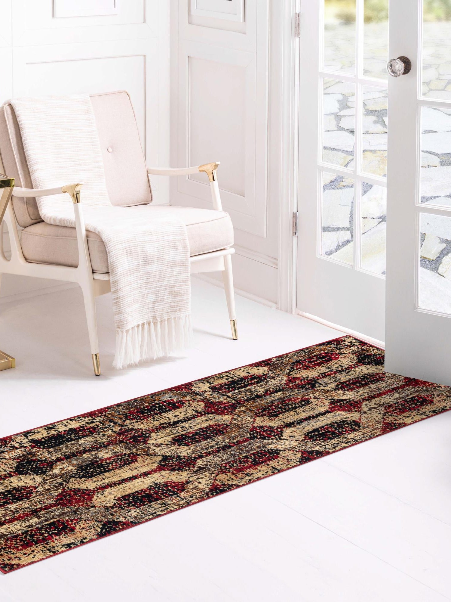 Burgundy 2' 2 x 12' Saturn Runner Area Rug Stain Resistant Easy Clean Classic Vintage Design Durable Carpet for Affordable Home Interiors for Sale at Rug Engine