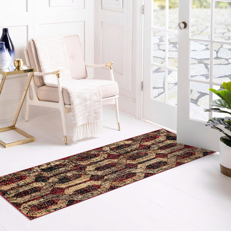 Burgundy 2' 2 x 12' Saturn Runner Area Rug Stain Resistant Easy Clean Classic Vintage Design Durable Carpet for Affordable Home Interiors for Sale at Rug Engine