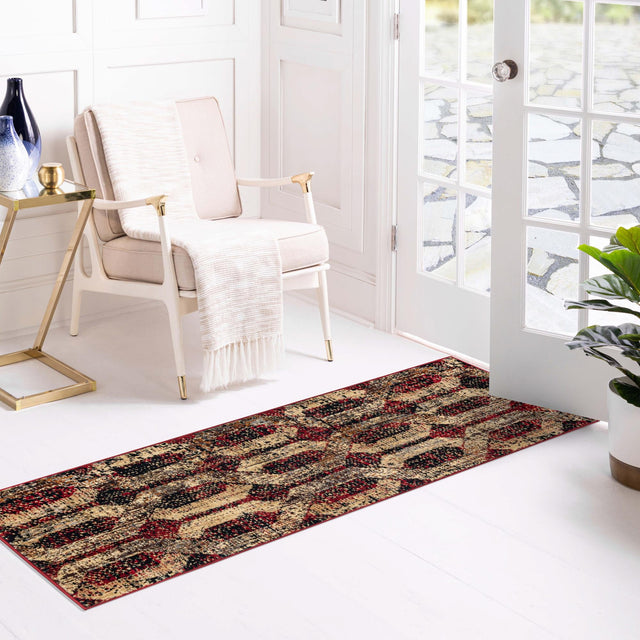 Burgundy 2' 2 x 9' Saturn Runner Area Rug Stain Resistant Easy Clean Classic Vintage Design Durable Carpet for Affordable Home Interiors for Sale at Rug Engine