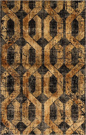 Black Gray 5' 3 x 8' Saturn Rectangle Area Rug Stain Resistant Easy Clean Classic Vintage Design Durable Carpet for Affordable Home Interiors for Sale at Rug Engine