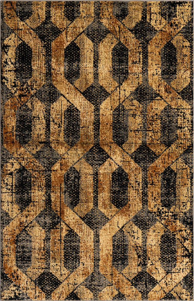 Black Gray 5' 3 x 8' Saturn Rectangle Area Rug Stain Resistant Easy Clean Classic Vintage Design Durable Carpet for Affordable Home Interiors for Sale at Rug Engine