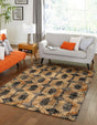 Black Gray 4' x 6' Saturn Rectangle Area Rug Stain Resistant Easy Clean Classic Vintage Design Durable Carpet for Affordable Home Interiors for Sale at Rug Engine