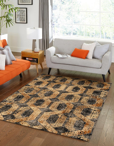 Black Gray 7' 10 x 10' Saturn Rectangle Area Rug Stain Resistant Easy Clean Classic Vintage Design Durable Carpet for Affordable Home Interiors for Sale at Rug Engine