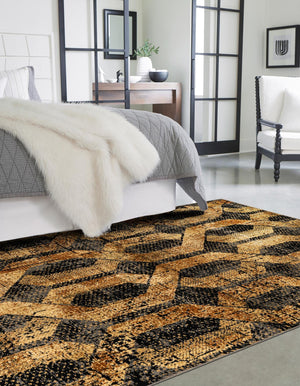 Black Gray 10' x 14' Saturn Rectangle Area Rug Stain Resistant Easy Clean Classic Vintage Design Durable Carpet for Affordable Home Interiors for Sale at Rug Engine