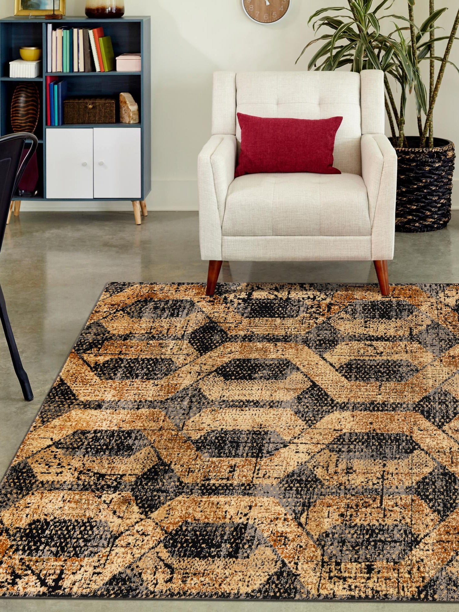 Black Gray 7' 10 x 10' Saturn Rectangle Area Rug Stain Resistant Easy Clean Classic Vintage Design Durable Carpet for Affordable Home Interiors for Sale at Rug Engine