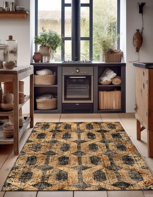 Black Gray 10' x 14' Saturn Rectangle Area Rug Stain Resistant Easy Clean Classic Vintage Design Durable Carpet for Affordable Home Interiors for Sale at Rug Engine