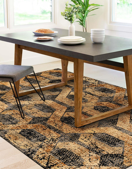 Black Gray 10' x 14' Saturn Rectangle Area Rug Stain Resistant Easy Clean Classic Vintage Design Durable Carpet for Affordable Home Interiors for Sale at Rug Engine