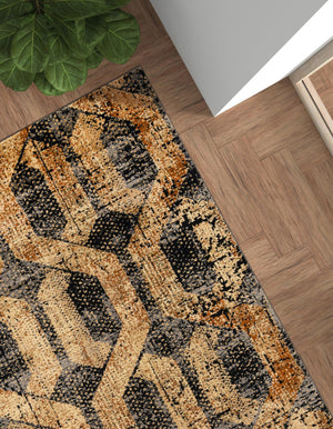 Black Gray 5' 3 x 8' Saturn Rectangle Area Rug Stain Resistant Easy Clean Classic Vintage Design Durable Carpet for Affordable Home Interiors for Sale at Rug Engine