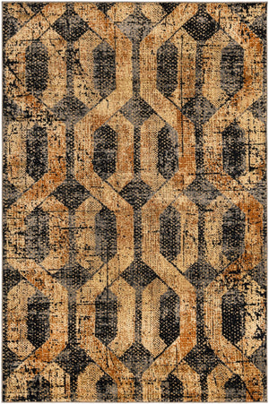 Black Gray 5' 3 x 8' Saturn Rectangle Area Rug Stain Resistant Easy Clean Classic Vintage Design Durable Carpet for Affordable Home Interiors for Sale at Rug Engine