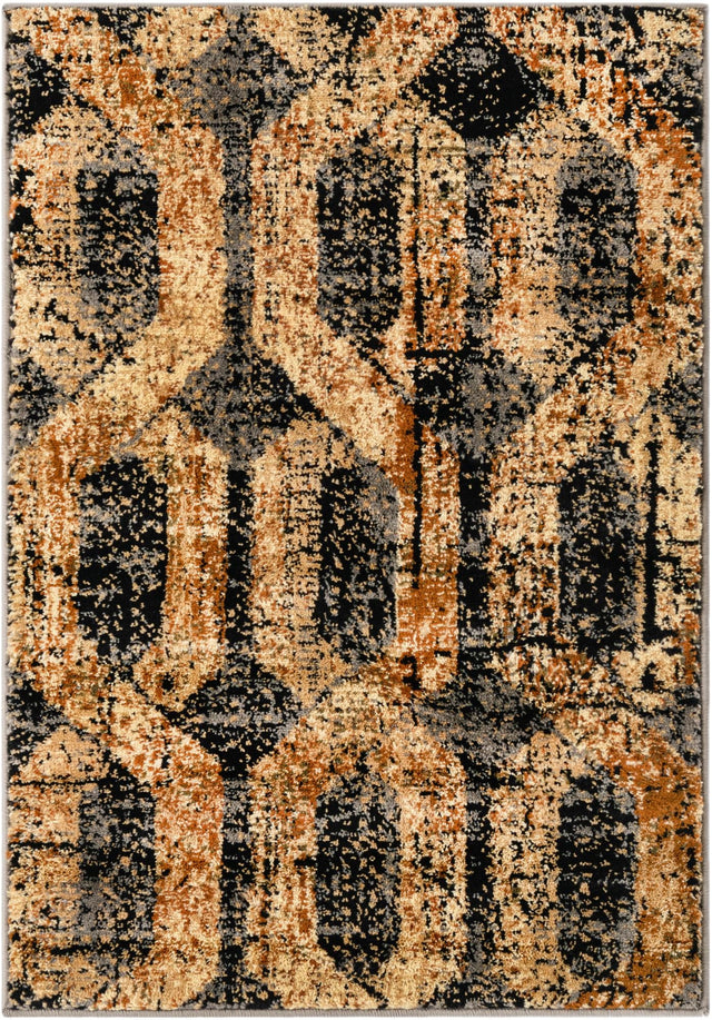 Black Gray 2' 2 x 3' Saturn Rectangle Area Rug Stain Resistant Easy Clean Classic Vintage Design Durable Carpet for Affordable Home Interiors for Sale at Rug Engine