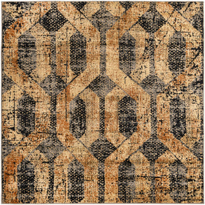 Black Gray 5' 3 x 5' 3 Saturn Square Area Rug Stain Resistant Easy Clean Classic Vintage Design Durable Carpet for Affordable Home Interiors for Sale at Rug Engine