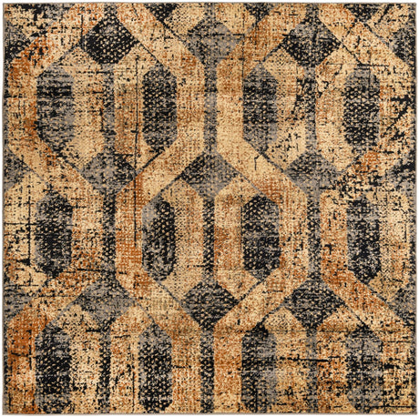 Black Gray 5' 3 x 5' 3 Saturn Square Area Rug Stain Resistant Easy Clean Classic Vintage Design Durable Carpet for Affordable Home Interiors for Sale at Rug Engine