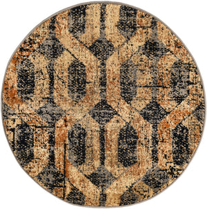 Black Gray 3' 3 x 3' 3 Saturn Round Area Rug Stain Resistant Easy Clean Classic Vintage Design Durable Carpet for Affordable Home Interiors for Sale at Rug Engine