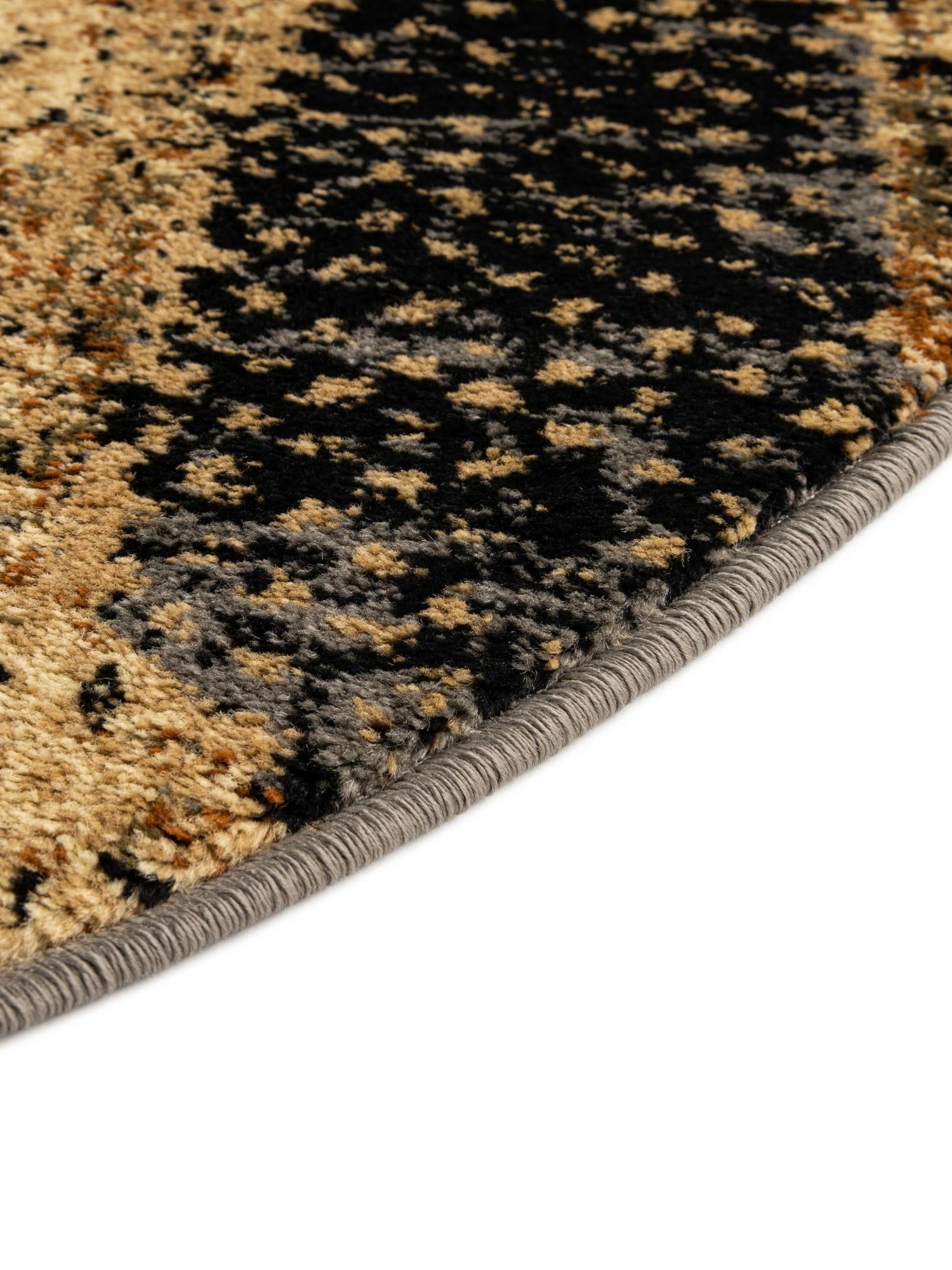 Black Gray 7' 10 x 7' 10 Saturn Round Area Rug Stain Resistant Easy Clean Classic Vintage Design Durable Carpet for Affordable Home Interiors for Sale at Rug Engine
