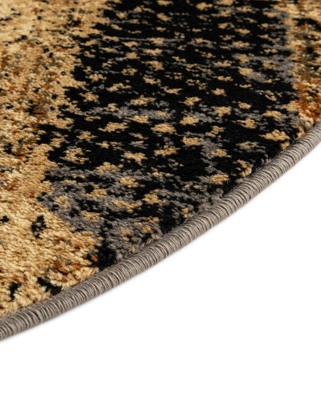 Black Gray 7' x 7' Saturn Round Area Rug Stain Resistant Easy Clean Classic Vintage Design Durable Carpet for Affordable Home Interiors for Sale at Rug Engine
