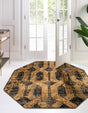 Black Gray 5' 3 x 5' 3 Saturn Octagon Area Rug Stain Resistant Easy Clean Classic Vintage Design Durable Carpet for Affordable Home Interiors for Sale at Rug Engine