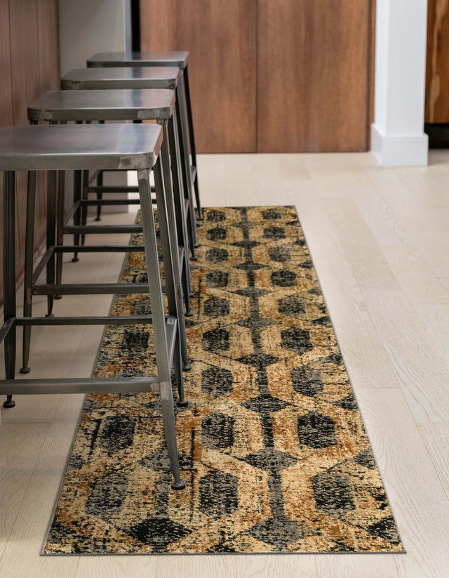Black Gray 2' 2 x 12' Saturn Runner Area Rug Stain Resistant Easy Clean Classic Vintage Design Durable Carpet for Affordable Home Interiors for Sale at Rug Engine