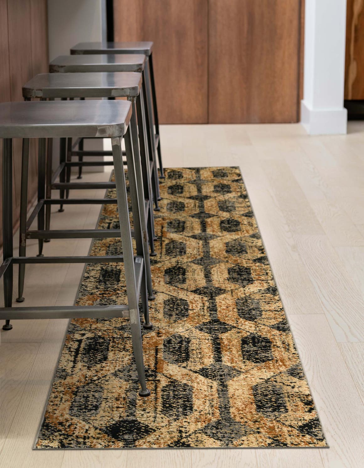 Black Gray 2' 2 x 5' Saturn Runner Area Rug Stain Resistant Easy Clean Classic Vintage Design Durable Carpet for Affordable Home Interiors for Sale at Rug Engine