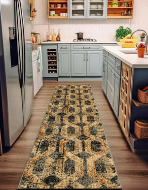 Black Gray 2' 2 x 9' Saturn Runner Area Rug Stain Resistant Easy Clean Classic Vintage Design Durable Carpet for Affordable Home Interiors for Sale at Rug Engine