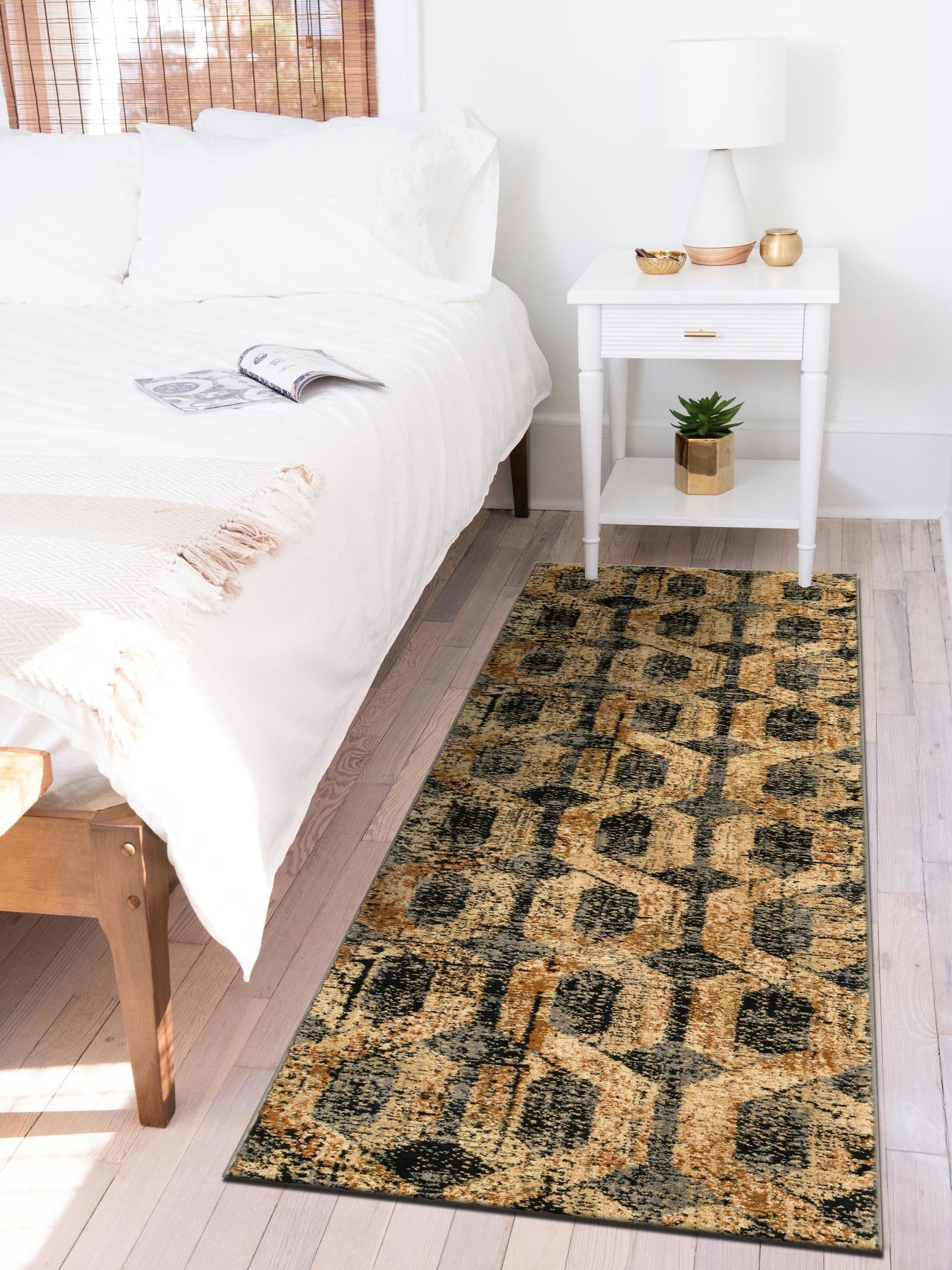 Black Gray 2' 2 x 5' Saturn Runner Area Rug Stain Resistant Easy Clean Classic Vintage Design Durable Carpet for Affordable Home Interiors for Sale at Rug Engine