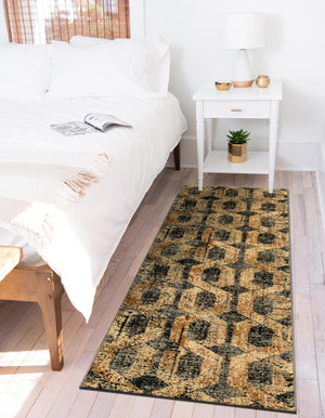 Black Gray 2' 2 x 5' Saturn Runner Area Rug Stain Resistant Easy Clean Classic Vintage Design Durable Carpet for Affordable Home Interiors for Sale at Rug Engine