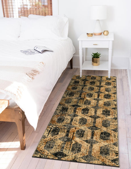 Black Gray 2' 2 x 9' Saturn Runner Area Rug Stain Resistant Easy Clean Classic Vintage Design Durable Carpet for Affordable Home Interiors for Sale at Rug Engine