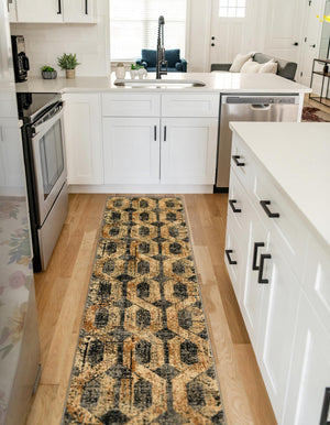 Black Gray 2' 2 x 12' Saturn Runner Area Rug Stain Resistant Easy Clean Classic Vintage Design Durable Carpet for Affordable Home Interiors for Sale at Rug Engine