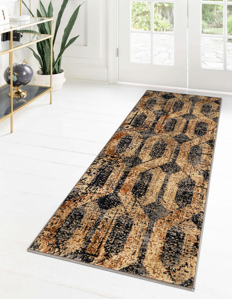 Black Gray 2' 2 x 12' Saturn Runner Area Rug Stain Resistant Easy Clean Classic Vintage Design Durable Carpet for Affordable Home Interiors for Sale at Rug Engine