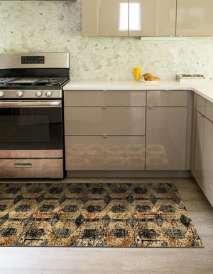 Black Gray 2' 2 x 12' Saturn Runner Area Rug Stain Resistant Easy Clean Classic Vintage Design Durable Carpet for Affordable Home Interiors for Sale at Rug Engine