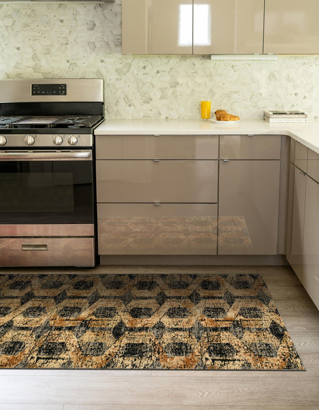 Black Gray 2' 2 x 12' Saturn Runner Area Rug Stain Resistant Easy Clean Classic Vintage Design Durable Carpet for Affordable Home Interiors for Sale at Rug Engine