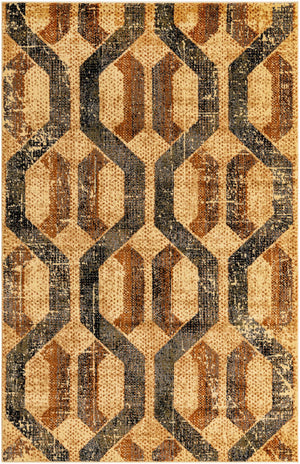 Beige Cream 5' 3 x 8' Saturn Rectangle Area Rug Stain Resistant Easy Clean Classic Vintage Design Durable Carpet for Affordable Home Interiors for Sale at Rug Engine