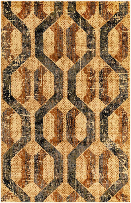 Beige Cream 5' 3 x 8' Saturn Rectangle Area Rug Stain Resistant Easy Clean Classic Vintage Design Durable Carpet for Affordable Home Interiors for Sale at Rug Engine